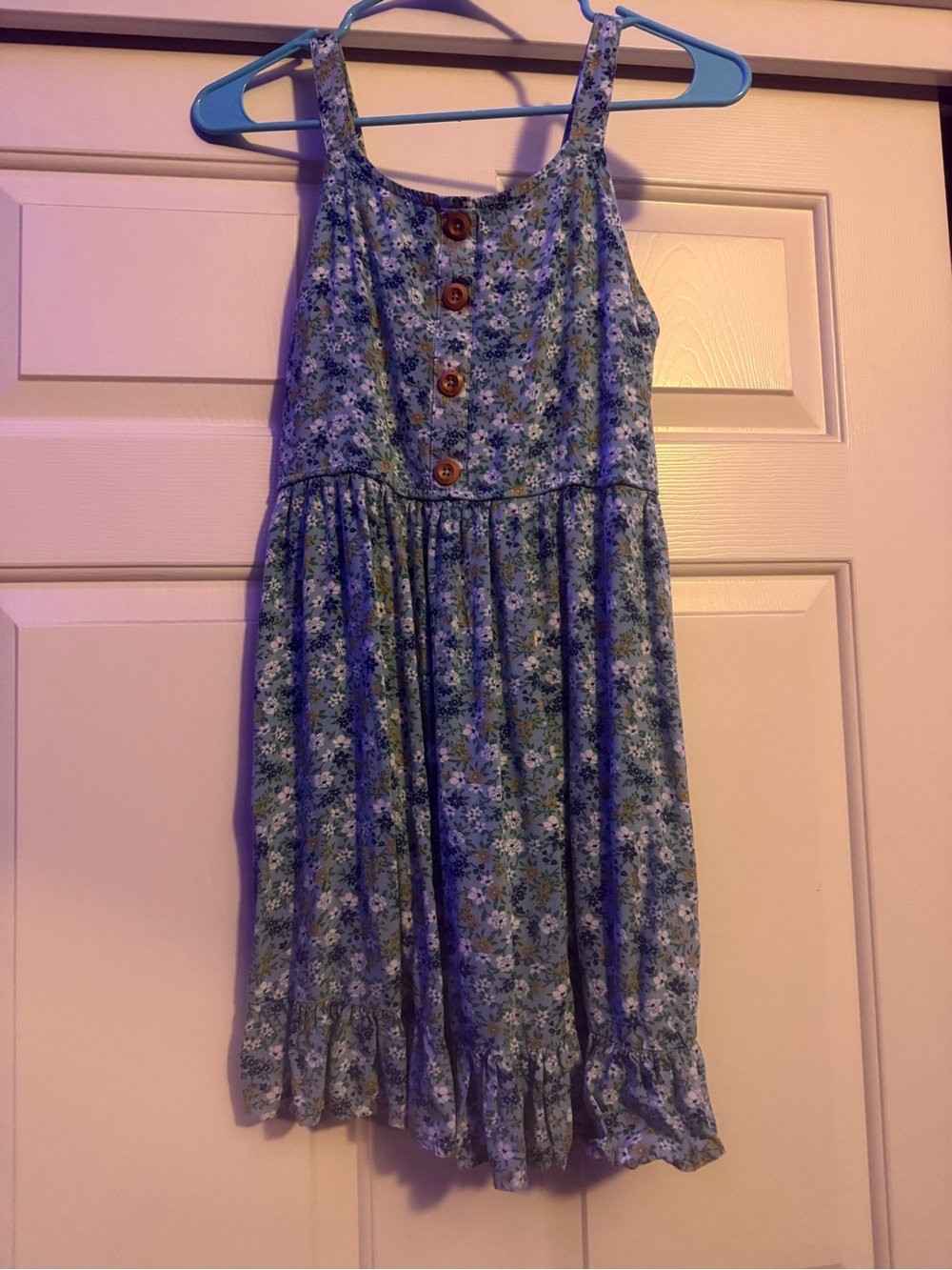 Blue Floral Button-Front Girls' Sundress
